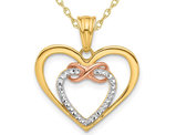 14K Yellow and White Gold Heart Infinity Charm Pendant Necklace with Chain